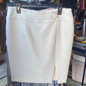 Nine West Cream Pencil Skirt with Gold Ring Detail